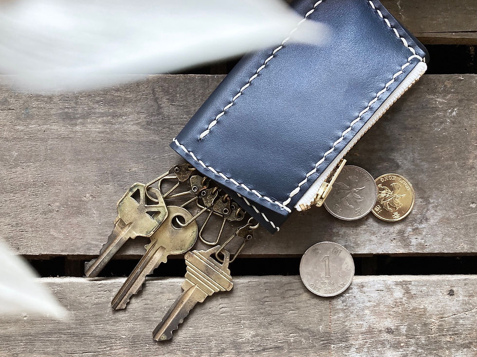 Thumbnail: [Sew well] Three-fold key bag + zipper loose paper bag｜Leather DIY material bag