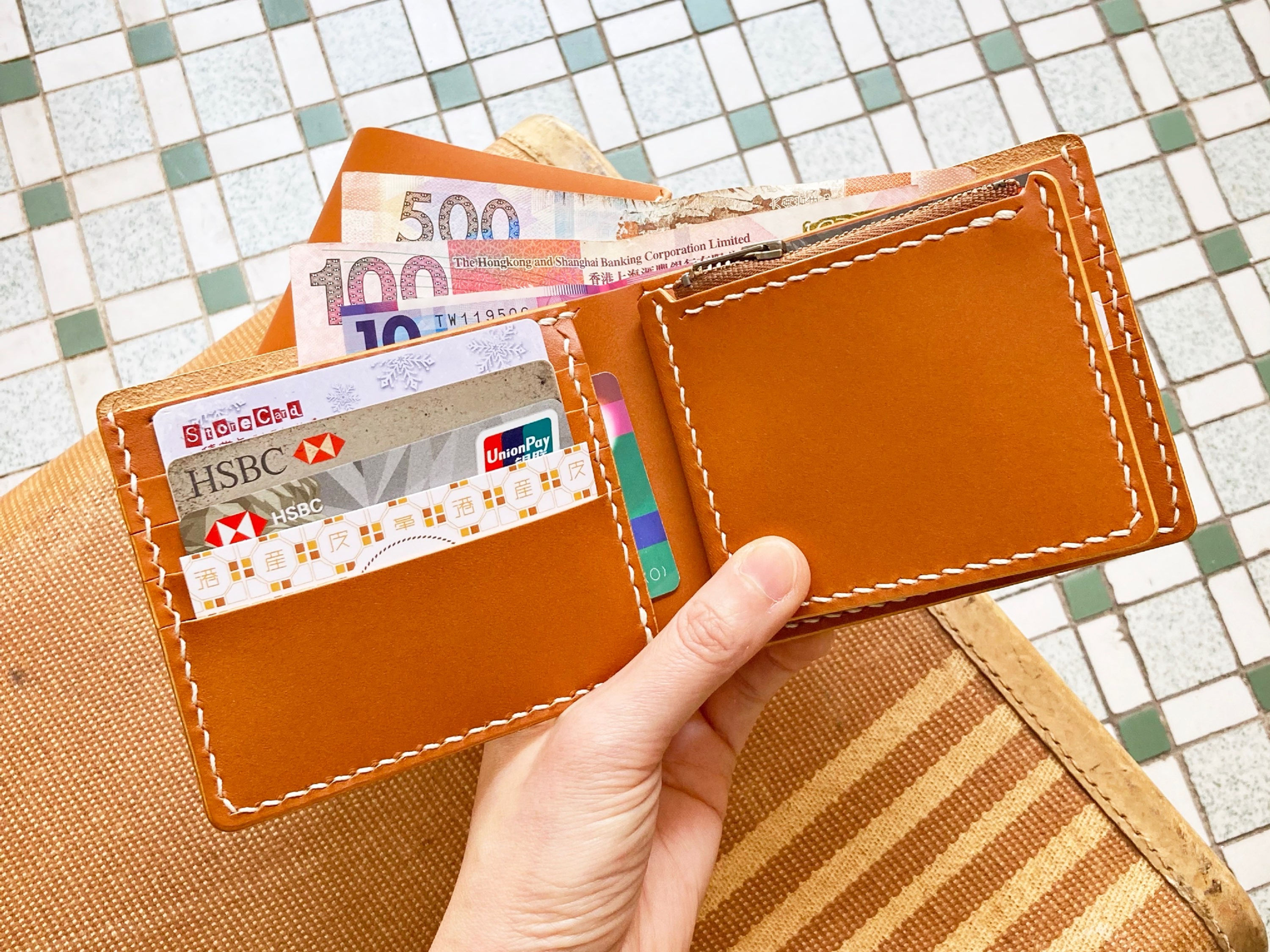 【好好縫】8咭位+散紙位 對摺銀包｜皮革D.I.Y材料包