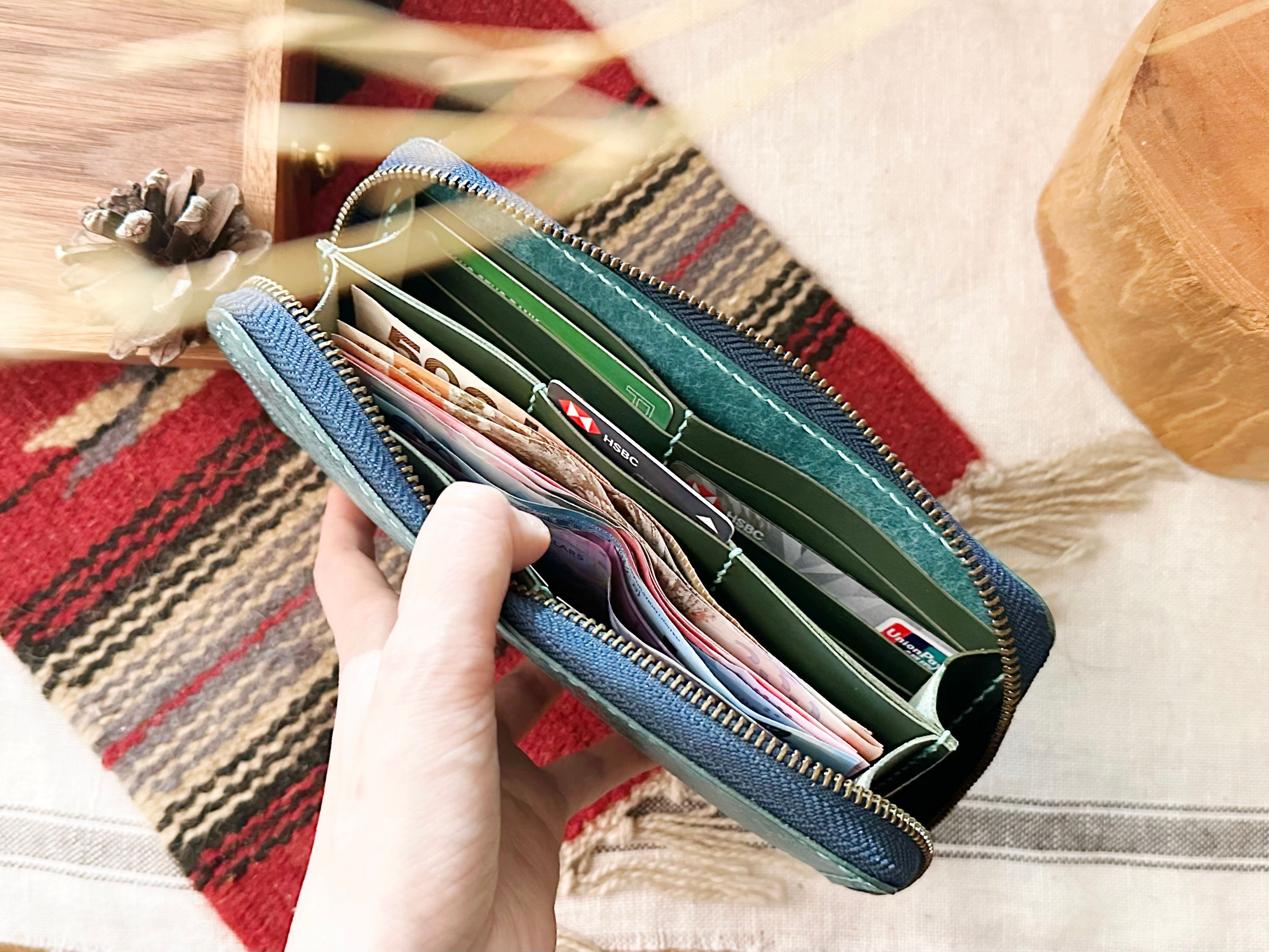 【好好縫】橫直咭位三邊拉鏈長銀包｜皮革D.I.Y材料包