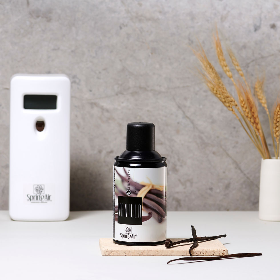 parfum spray in a bathroom scene
