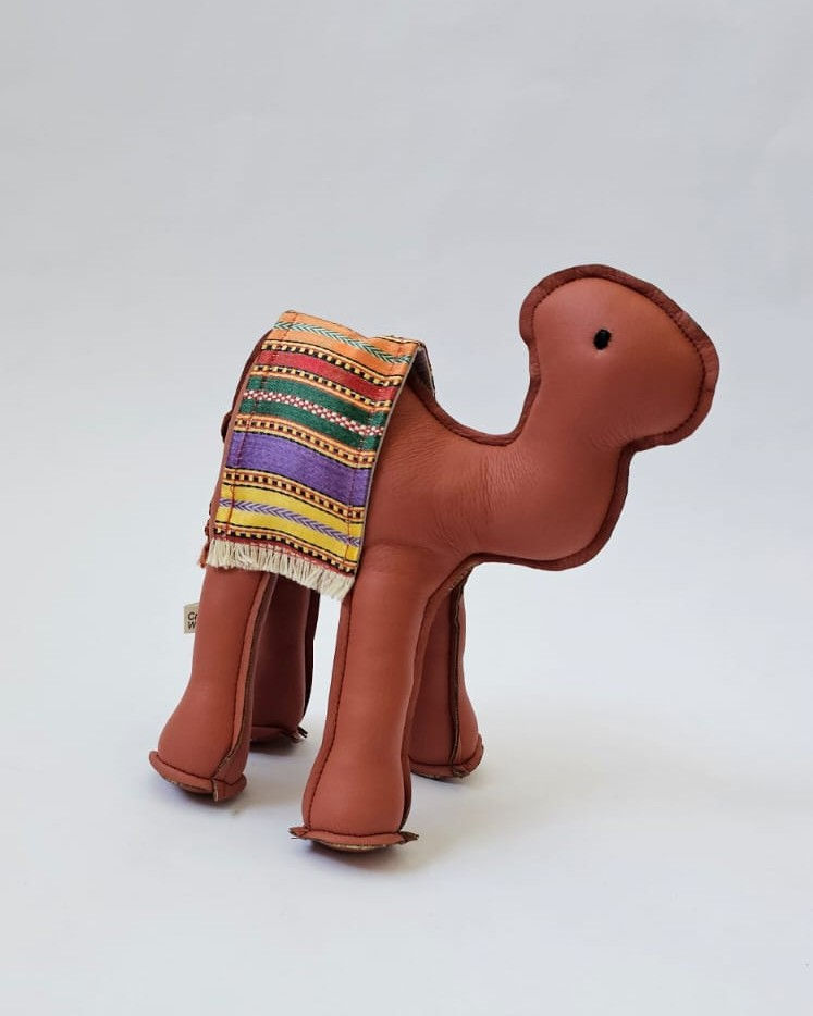 Thumbnail: Small Hand-Assembled Faux Leather Camel with Saya or Woven Saddle