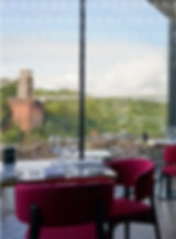 A panoramic view across the Clifton Suspension Bridge from the restaurat of the Avon Gorge by Hotel du Vin.