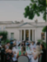 Al fresco corporate dining on round tables in the gardens of the Royal Crescent Hotel & Spa Bath.