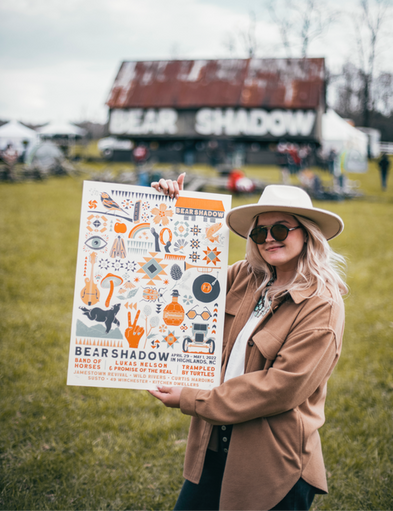 Graphic-design-greenville-sc-festival-design-branding-web-design-custom-illustration-creative-agency-custom-branding-poster-design-merchandise-design-event-design-website-development-festival-branding-agency-kaleidoscopic-creative-art-illustration-credential-design-stage-design-visual-identity-brand-strategy-woman-owned-business-bear-shadow-festival-highlands-nc-2022