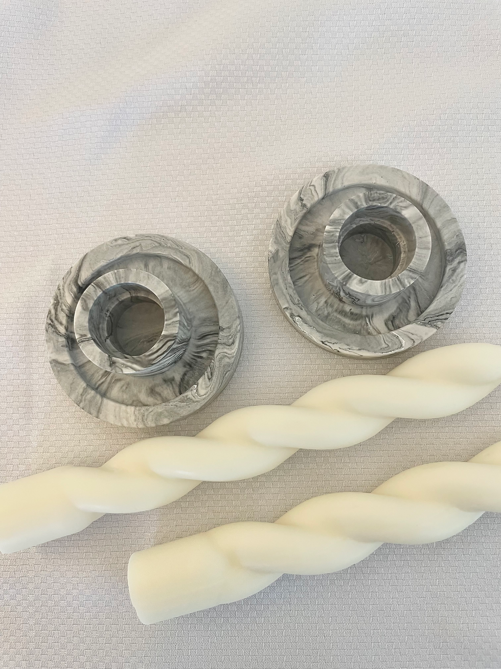 Black Marble Effect Dinner Candle Holder