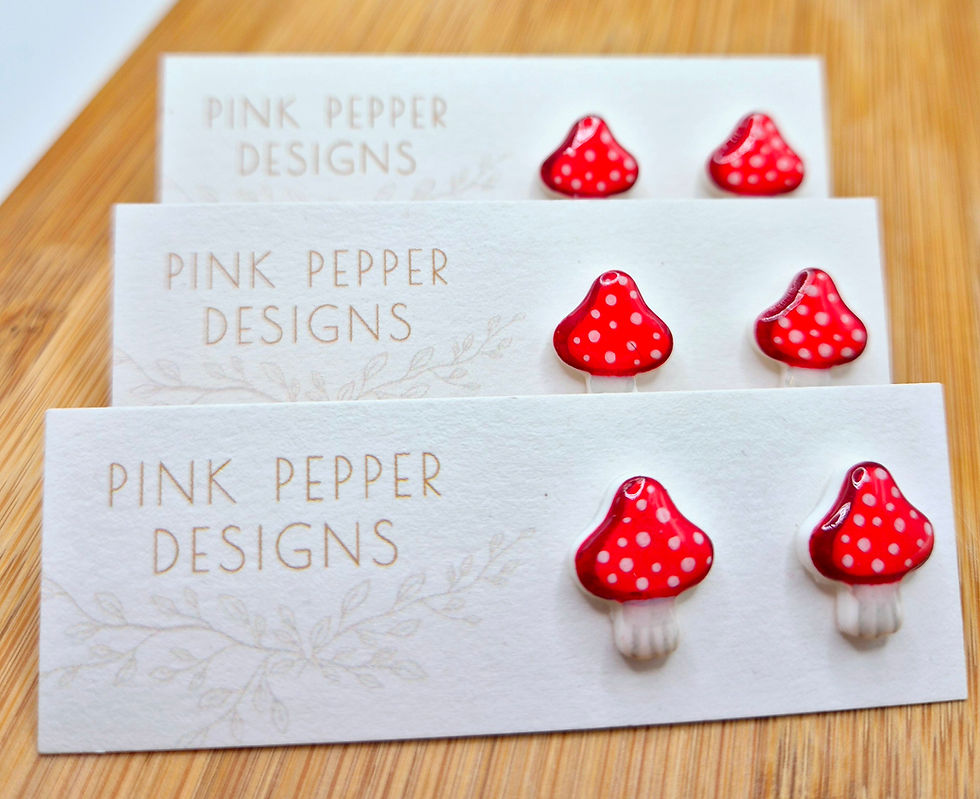 Thumbnail: Mushroom Toadstool Mini Stud Earrings 