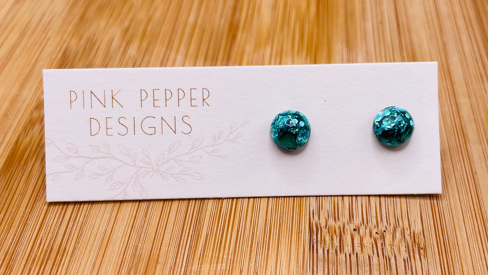 Aquamarine Mini Sparkly Stud Earrings