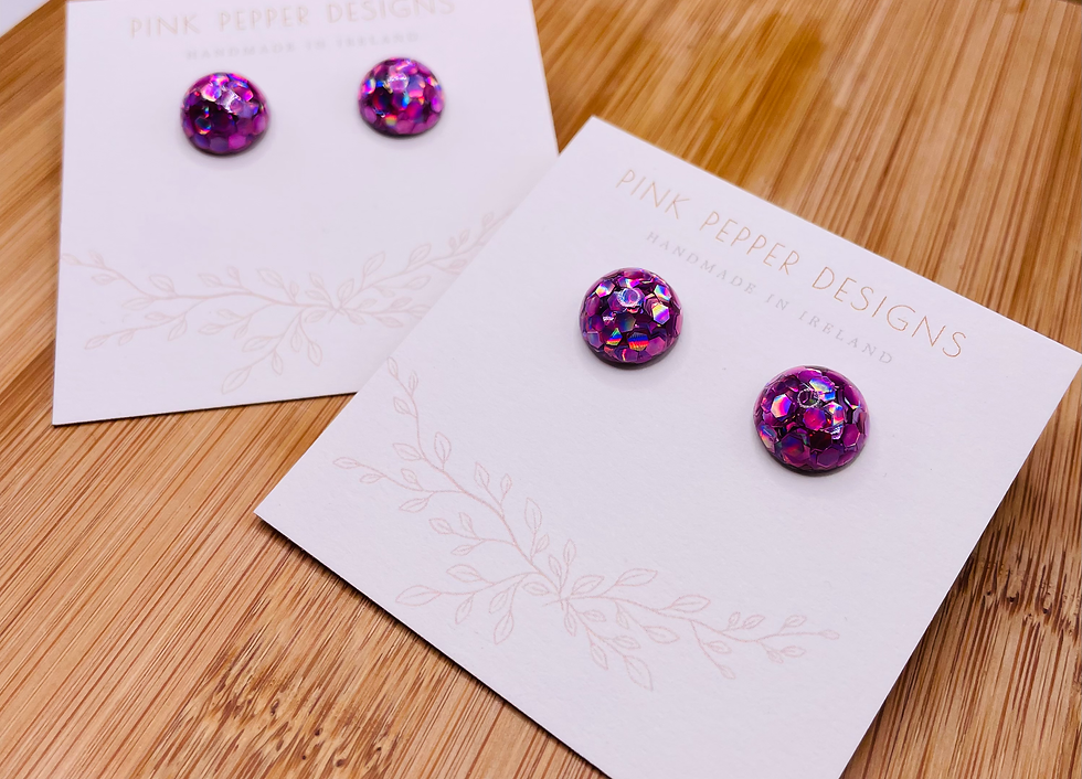 Thumbnail: Orchid Disco Medium Sparkly Stud Earrings 