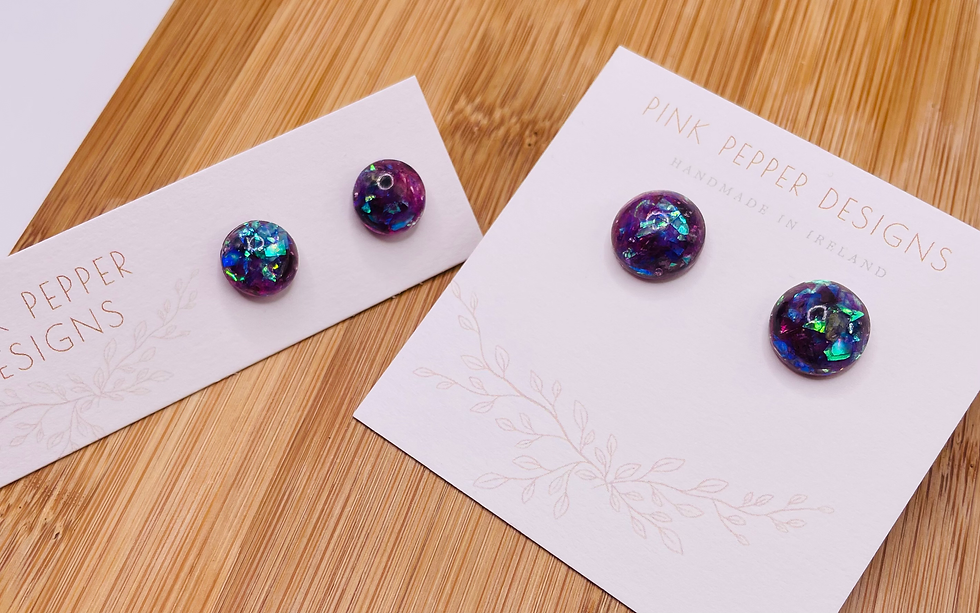 Thumbnail: Amethyst Crystal Small Sparkly Stud Earrings