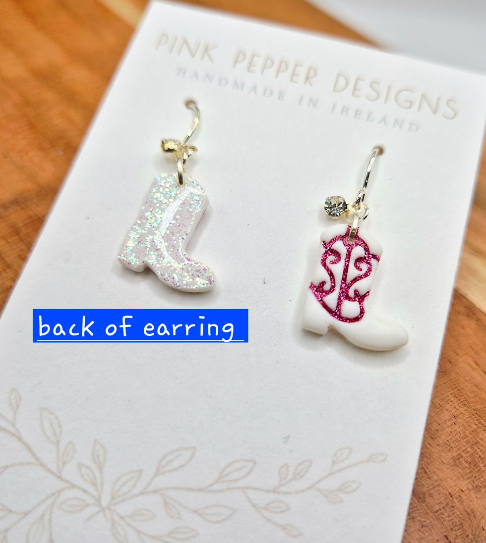 Thumbnail: White Cowboy Boots Dangly Earrings 