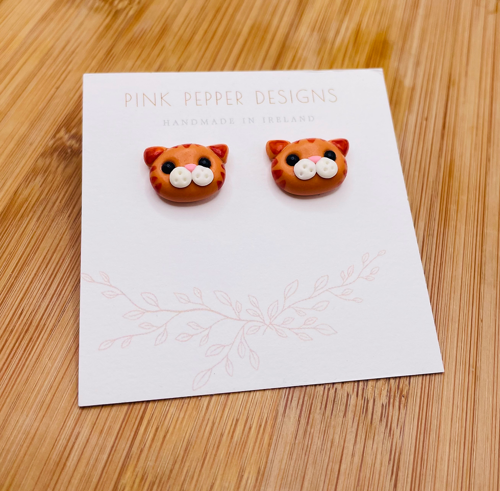 Thumbnail: Ginger Cat Stud Earrings 