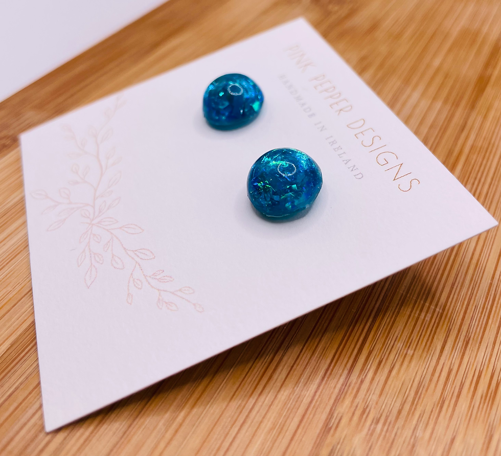 Thumbnail:  Seaglass Crystal Medium Sparkly Stud Earrings 