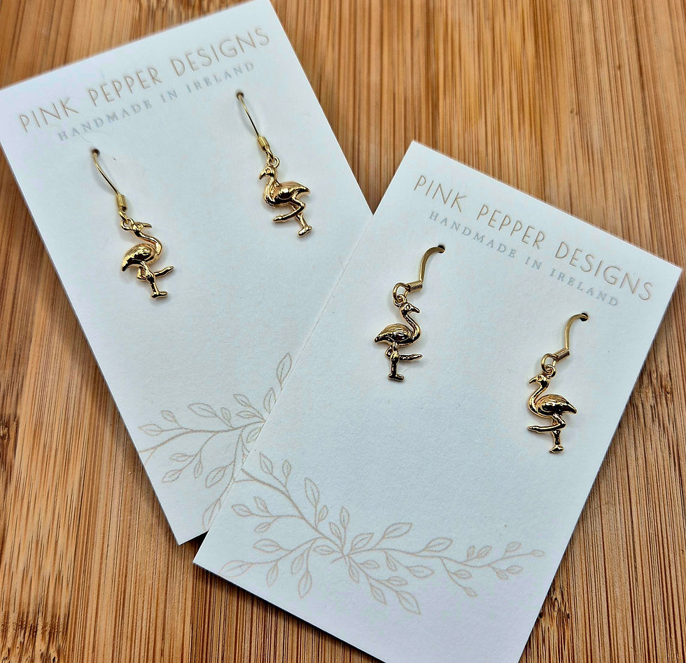 Thumbnail: 18K Golden Flamingo Dangle Earrings 