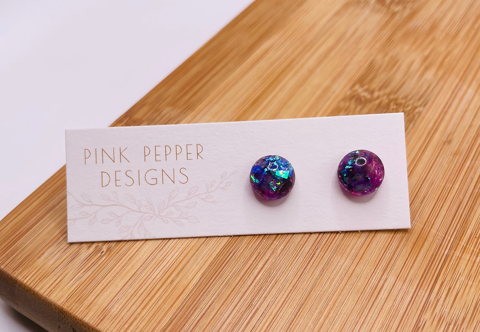 Thumbnail: Amethyst Crystal Small Sparkly Stud Earrings