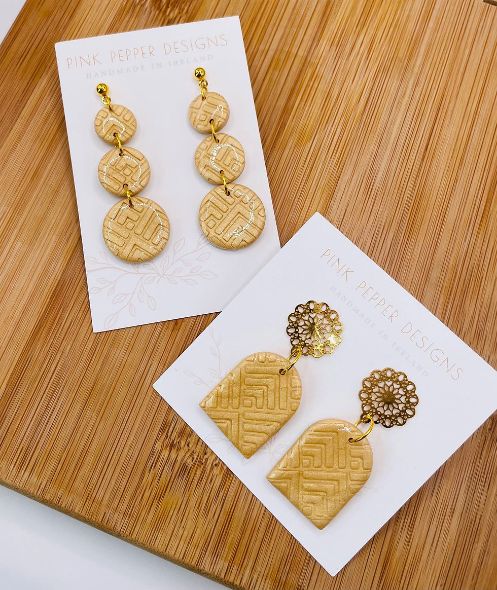 Thumbnail: Gold Geometric Long Dangley Stud Earrings 