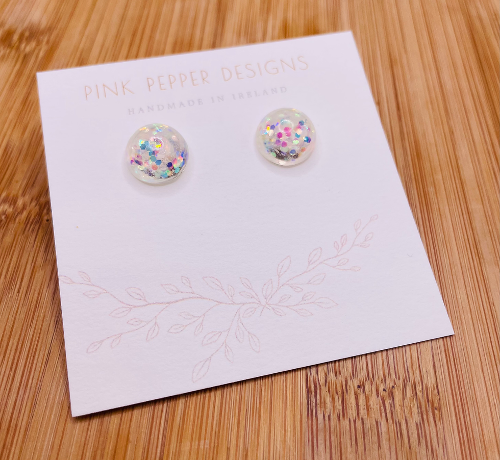 Thumbnail: Unicorn Glitter Medium Dome Stud Earrings 