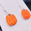 Thumbnail: Halloween Pumpkin Shimmery Orange Dangle Earrings 