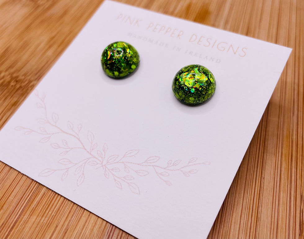 Thumbnail: Apple Green Medium Sparkly Stud Earrings