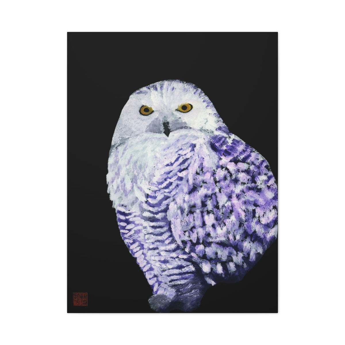 Purple Snow Owl | Stretched Matte Canvas