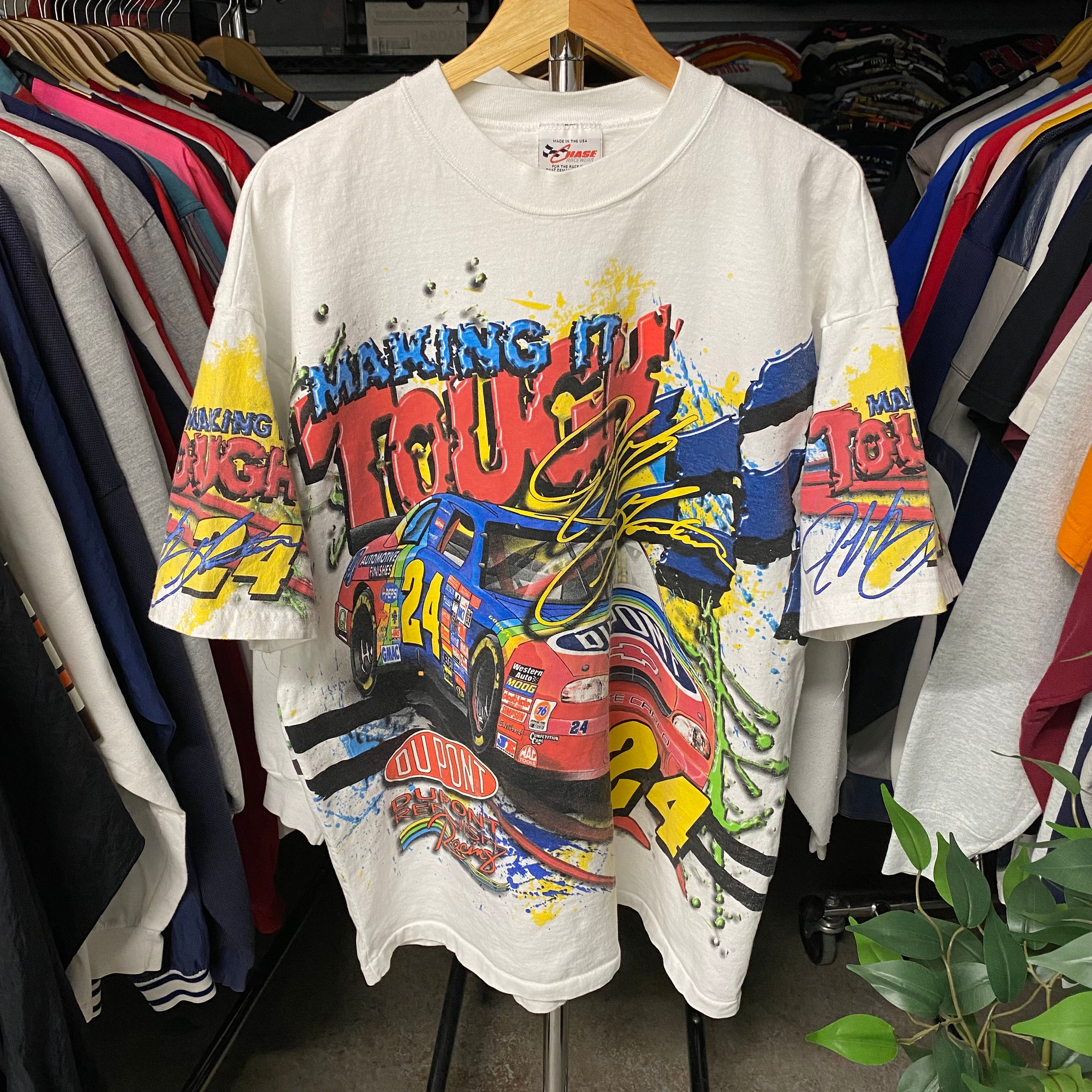 VINTAGE 1998 JEFF GORDON MAKING IT TOUGH ALL OVER PRINT RACING TEE