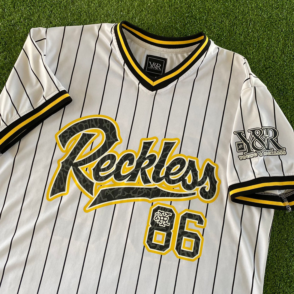 Thumbnail: YOUNG & RECKLESS STRIPED BASEBALL JERSEY SHIRT