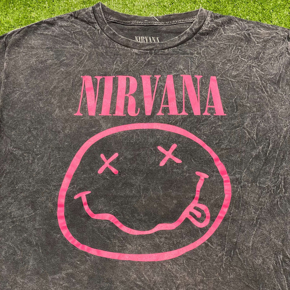 Thumbnail: 2023 NIRVANA SMILEY FACE ACID WASH BAND TEE