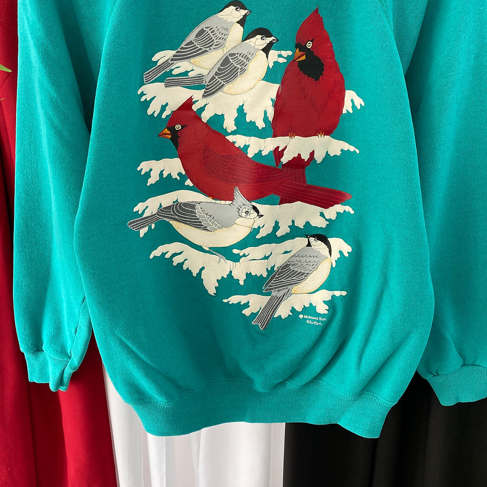 Thumbnail: VINTAGE RED ROBIN BIRD COLLARED GRANNY SWEATSHIRT