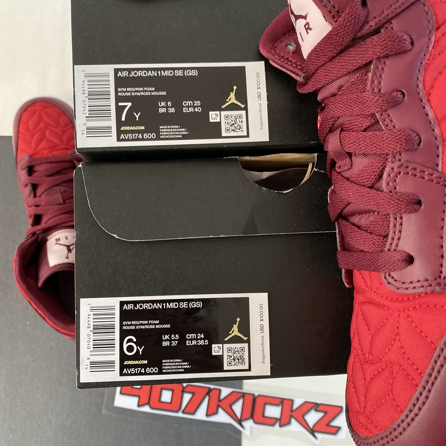 AIR JORDAN 1 MID SE GS 'RED QUILT' (2020) | 407Kickz