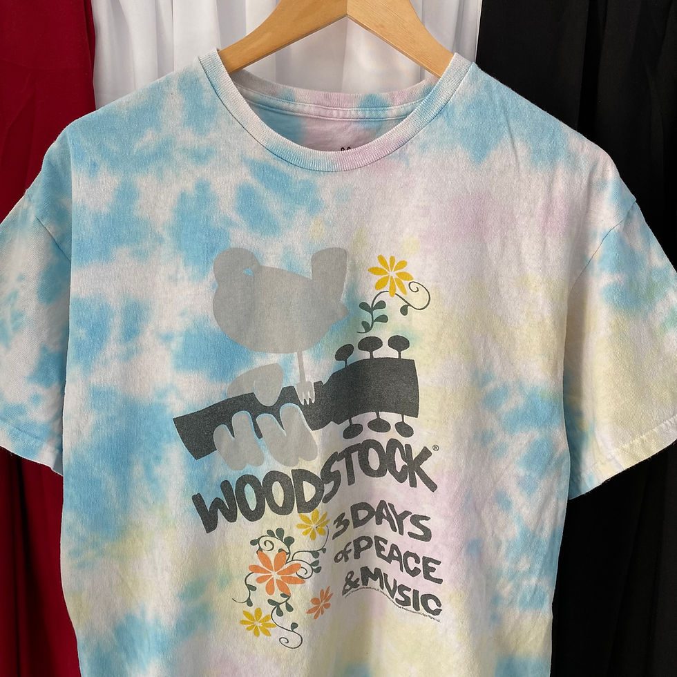 Thumbnail: JUNK FOOD CLOTHING WOODSTOCK 3 DAYS OF PEACE & MUSIC TIE DYE BAND TEE