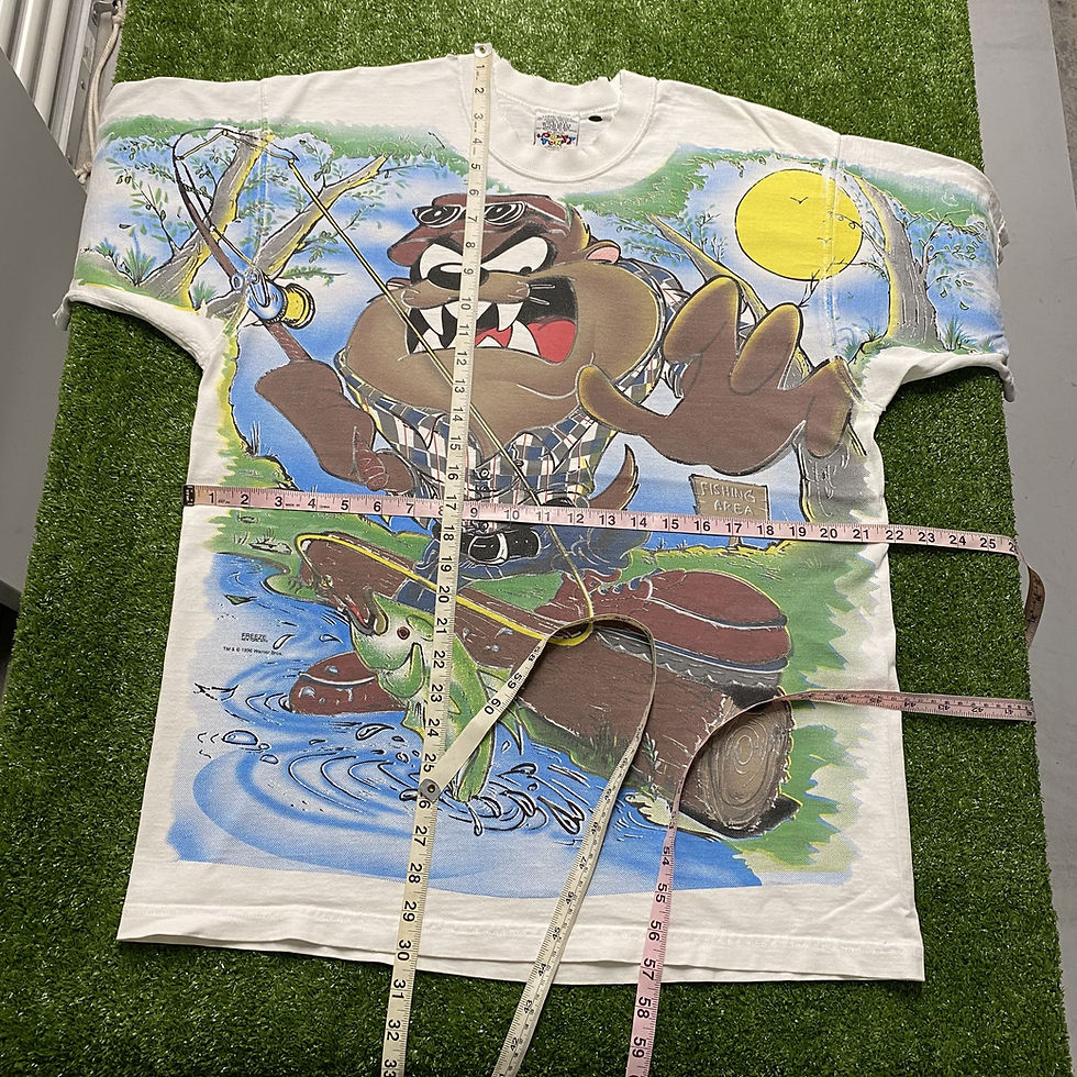 Thumbnail: VINTAGE 1996 LOONEY TUNES TAZ FISHING ALL OVER PRINT TEE