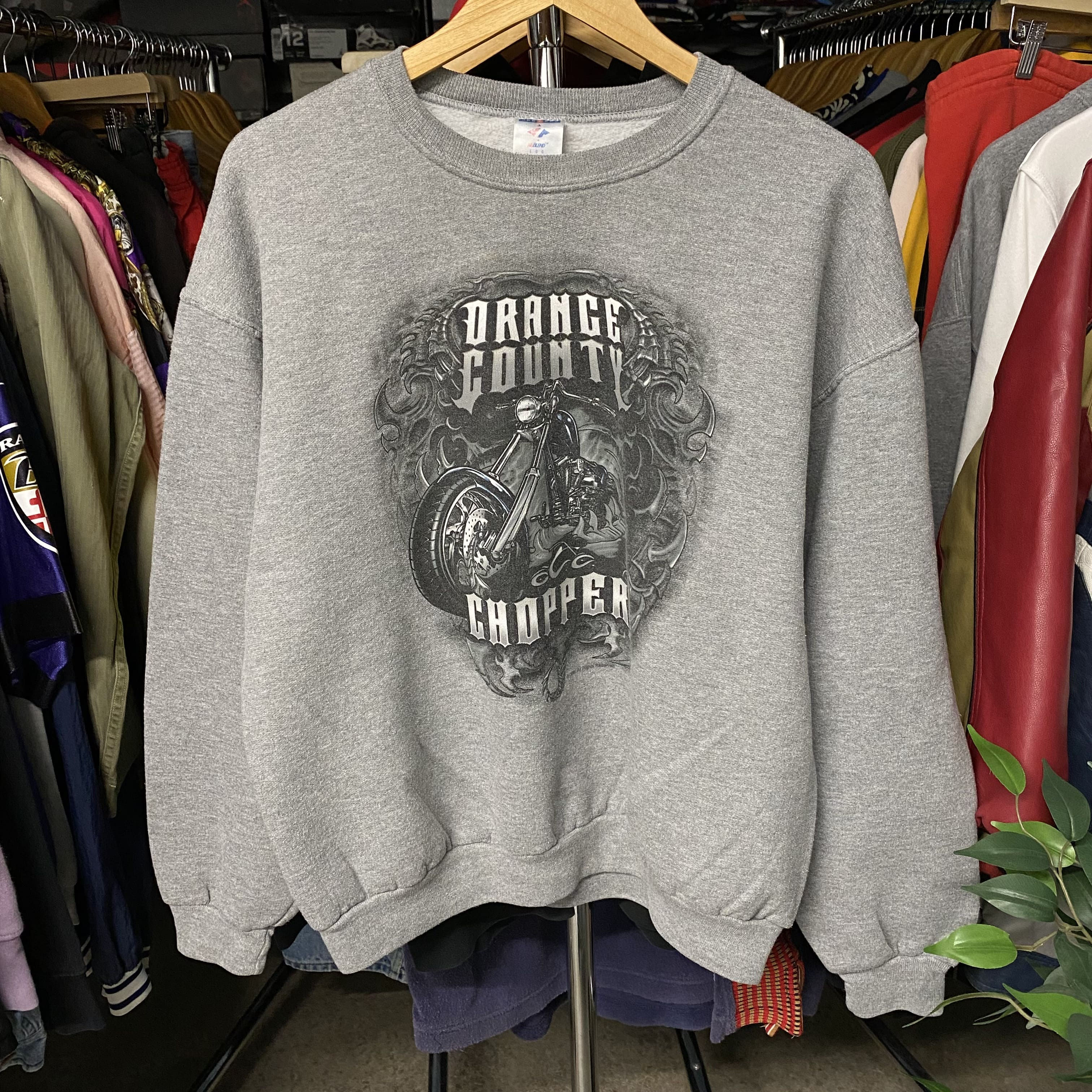 VINTAGE ORANGE COUNTY CHOPPERS BIKER CREWNECK GREY