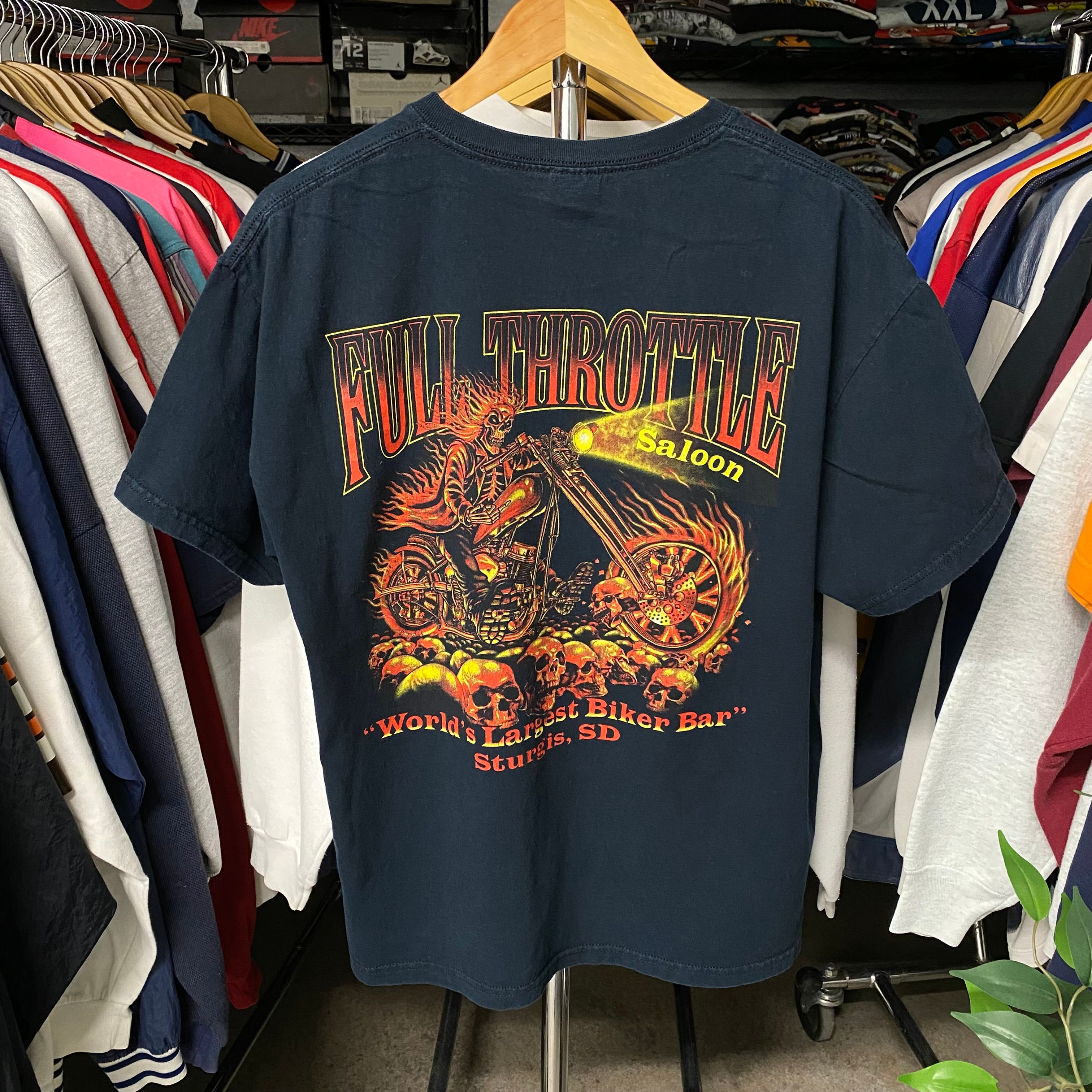 FULL THROTTLE SALOON BIKER BAR FLAMES TEE