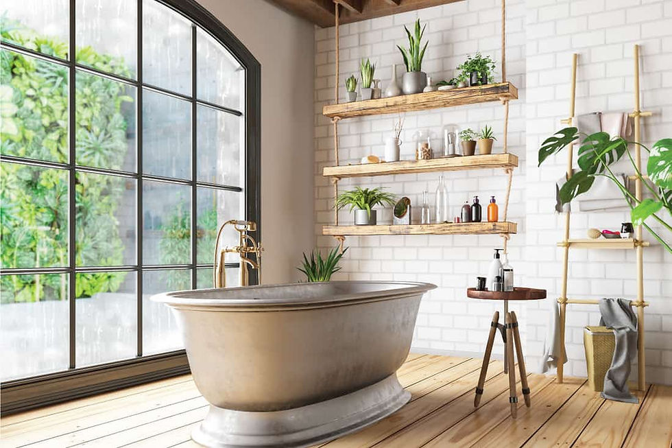 Bathtub-in-the-loft-interior.-Light-Bathroom-With-Plant-Shelves.jpg