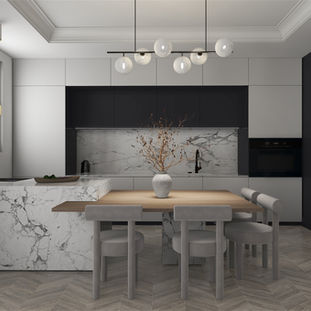 Décoration et aménagement d'une cuisine ouverte avec un espace repas