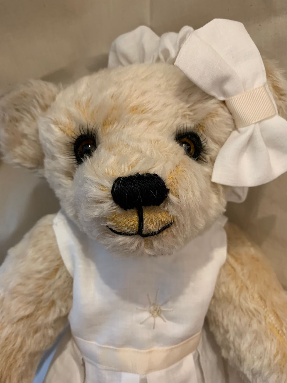 Bear Couture - White and cream summer linen dress & headband