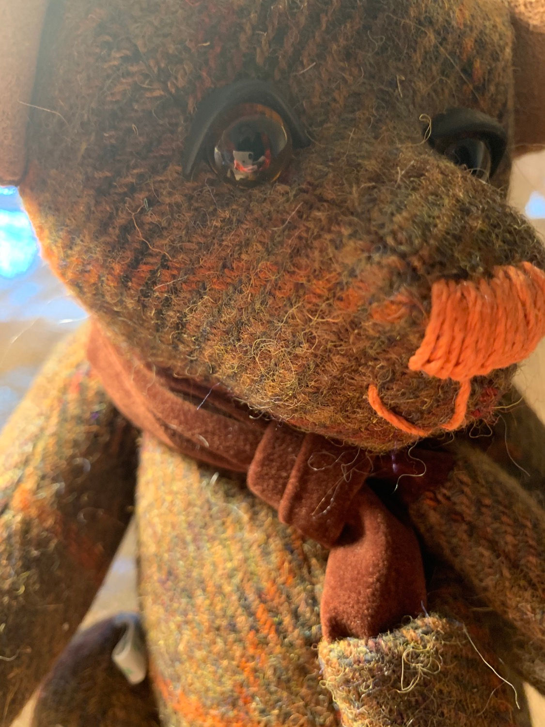 Dark brown Harris tweed bear