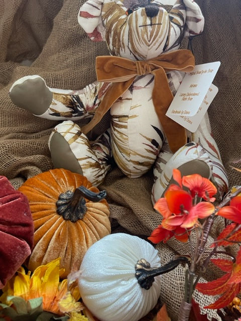 Thumbnail: Autumn Embroidered Fabric with Leather Paws