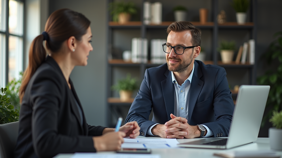 Eye-level view of a business owner discussing funding options
