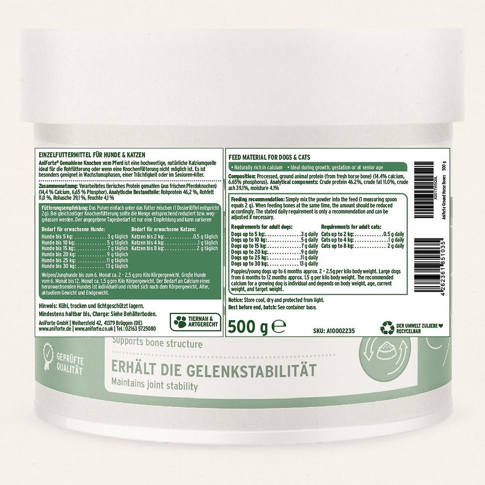 Thumbnail: Aniforte Ground Horse Bones - Natural Calcium Supplement for Dogs & Cats 500g