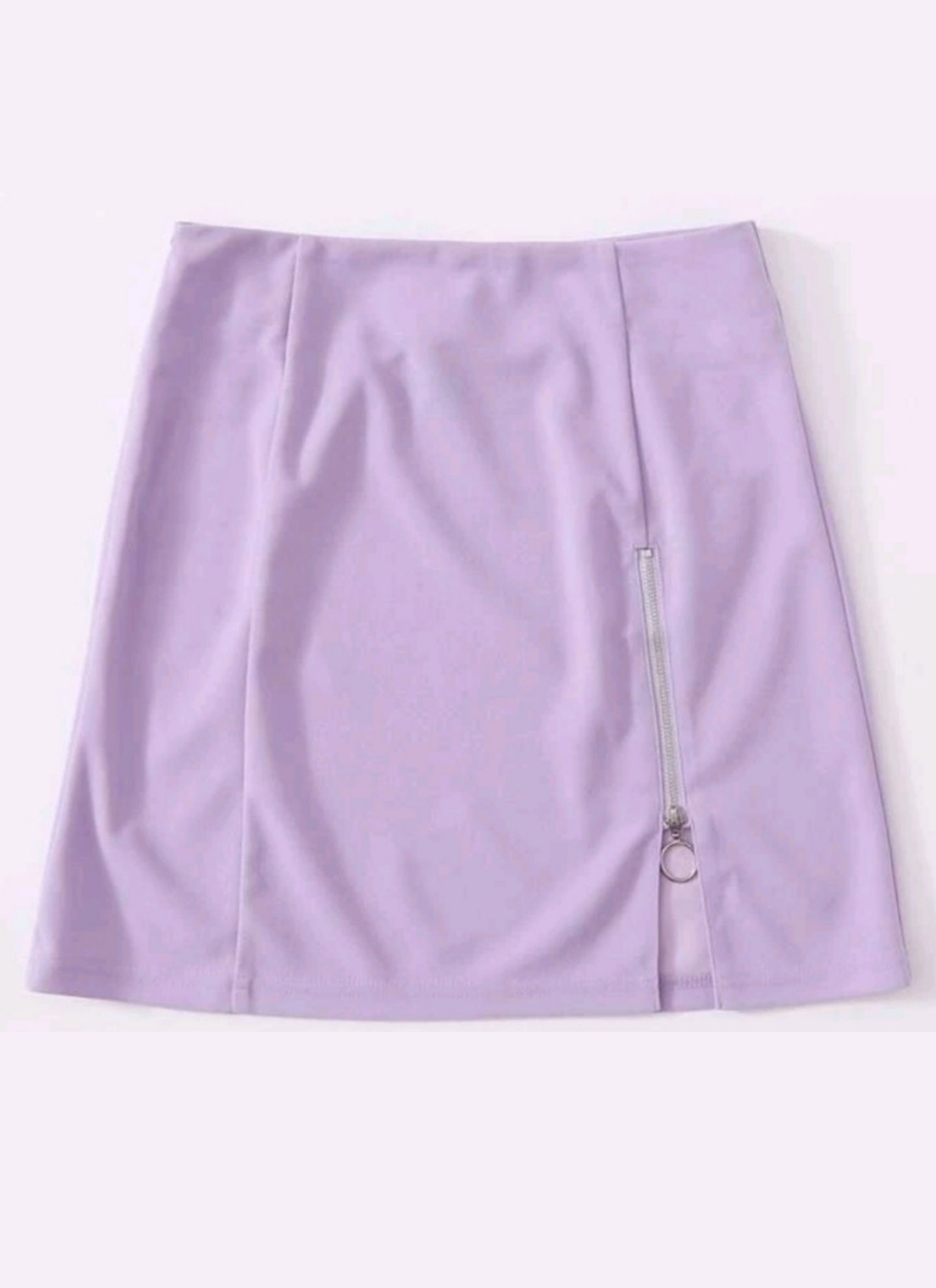 Falda lila con cremallera delantera con aro
