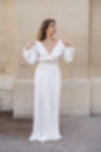 Robe de mariée Hina – robe bohème cache-cœur à manches longues