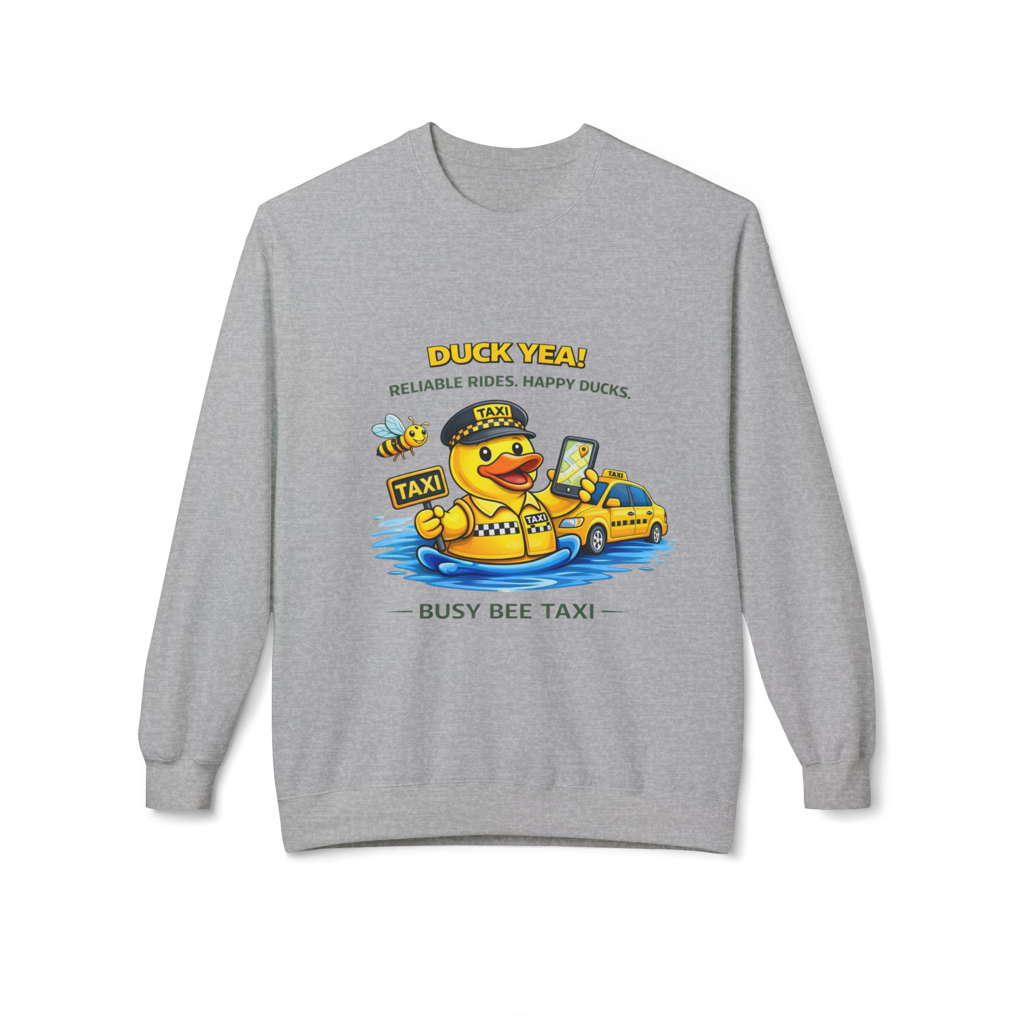Busy Bee Taxi  Duck Crewneck Sweatshirt- Adult