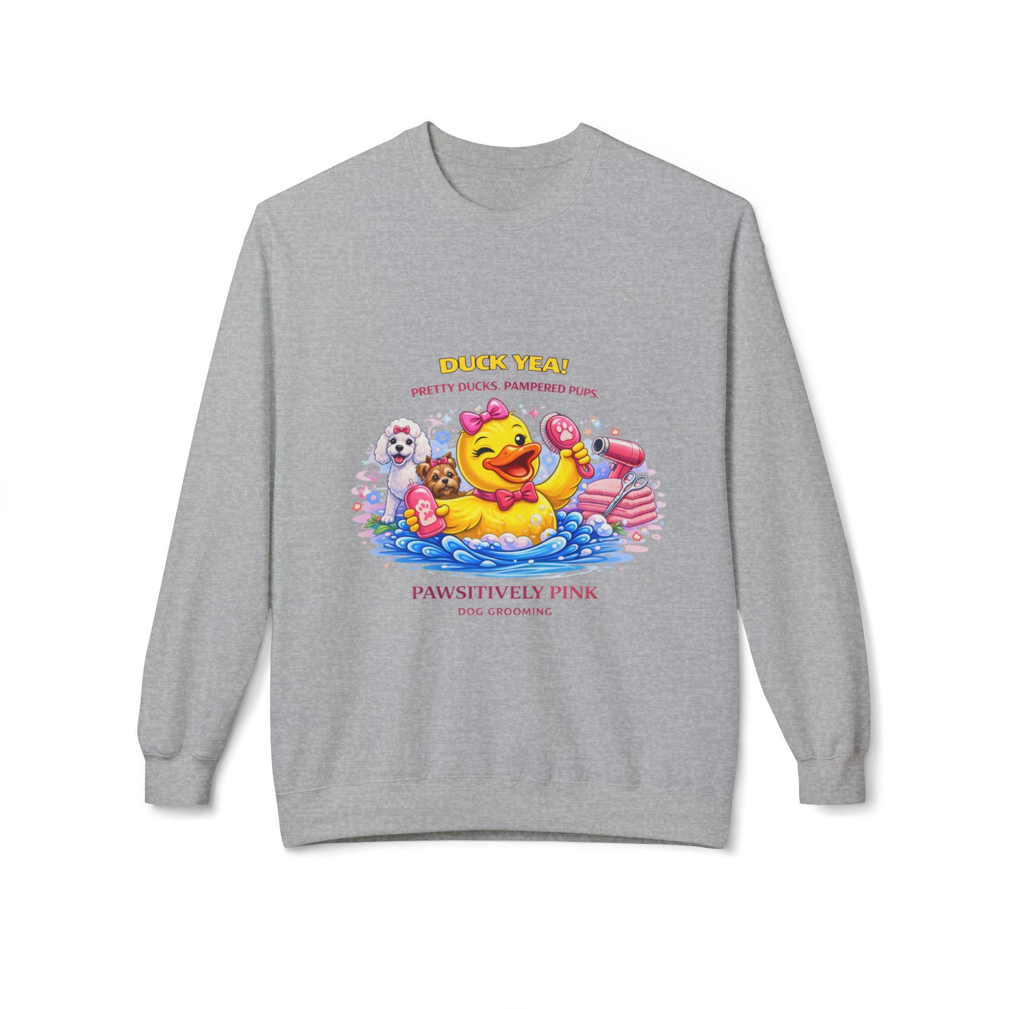 Pawsitively Pink Duck Crewneck Sweatshirt- Adult