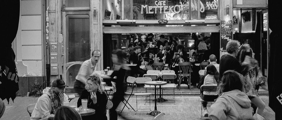 Dancing to jazz and motion blur, fine art black and white photograph by MUS