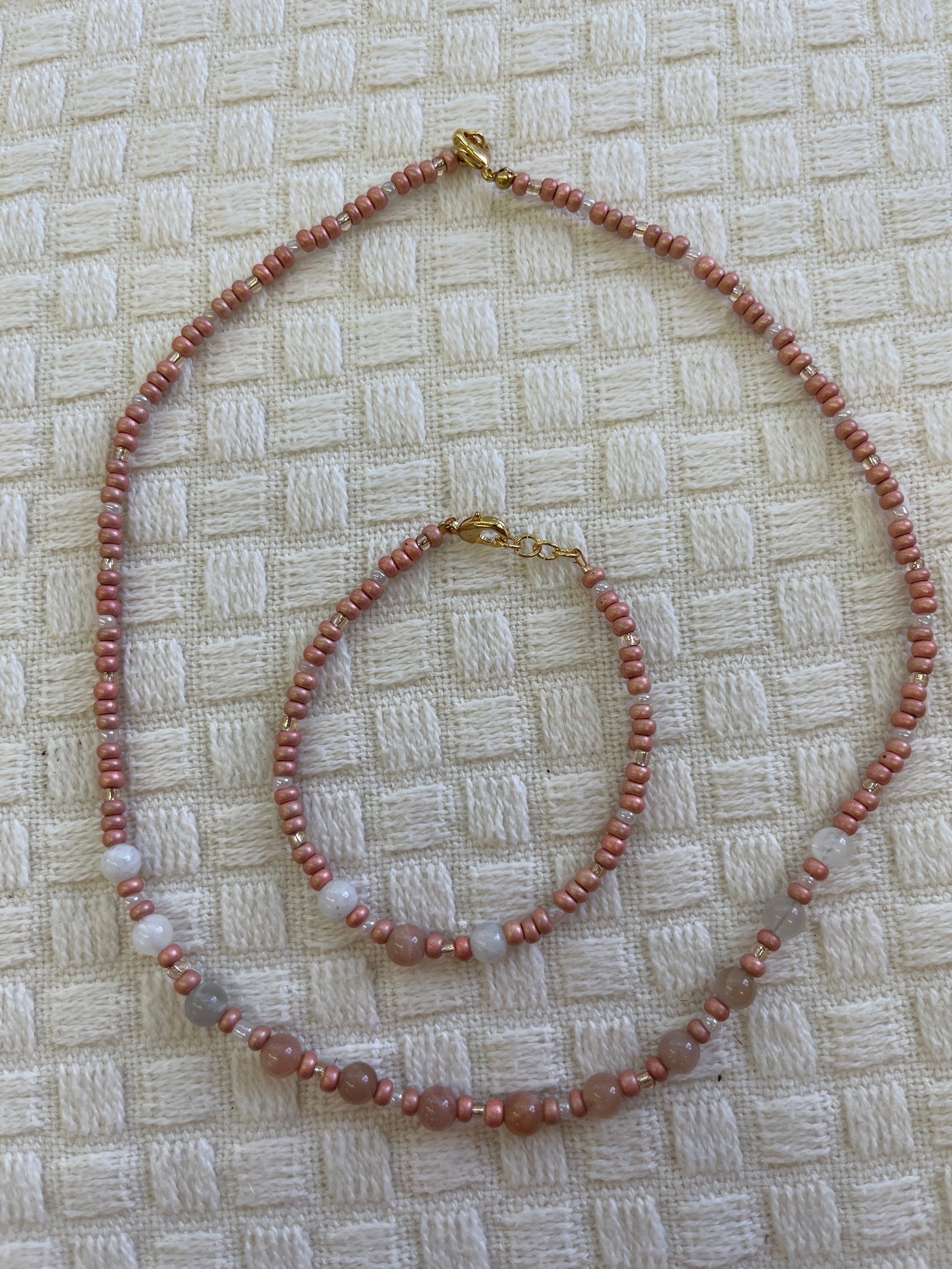 Collier & Bracelet en Pierre de Lune 