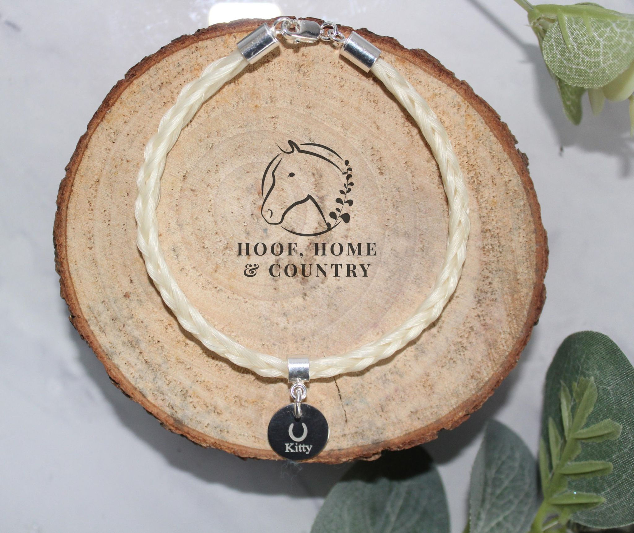 Sterling Silver Braided Bracelet with Custom Name Charm