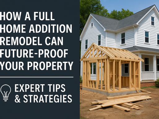 Framed wooden structure of a home addition under construction beside a two-story white house, showcasing future-proof remodeling.