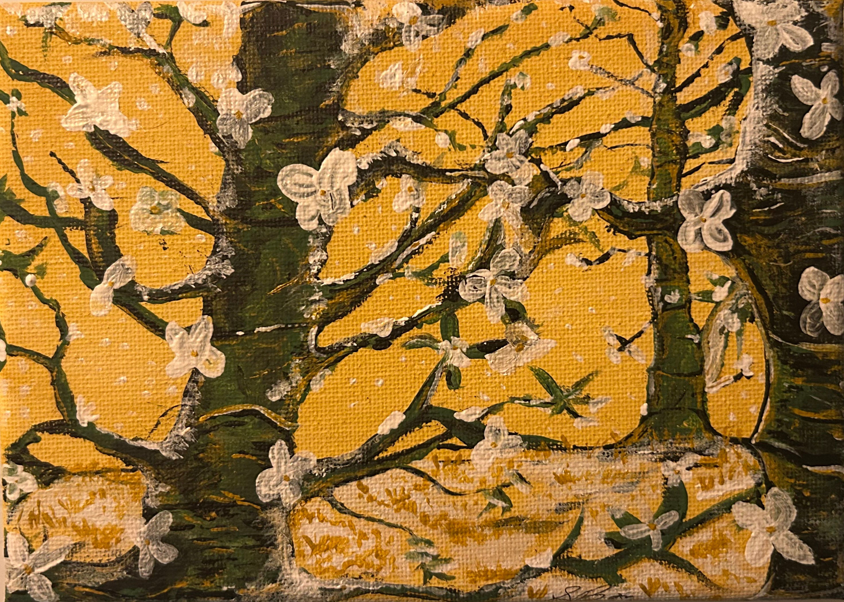 Amber Painting of a Winter Forest