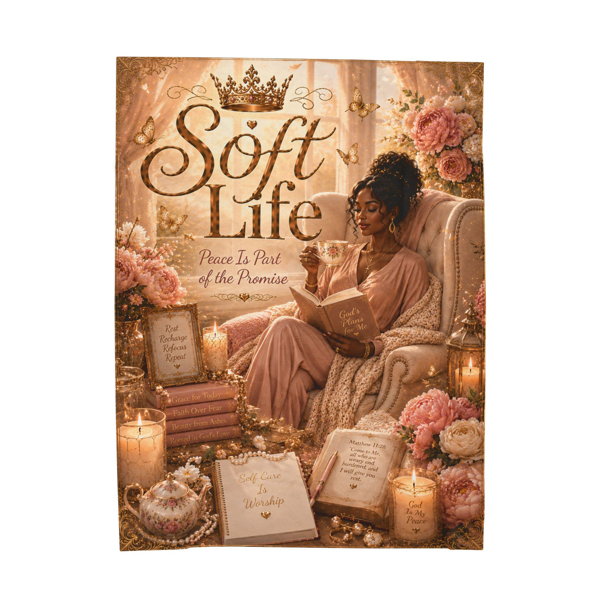 Soft Life Blanket | Cozy Self-Care Throw | Luxury Velveteen Blanket