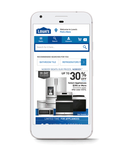 Lowe's Mobile Web scroll experience